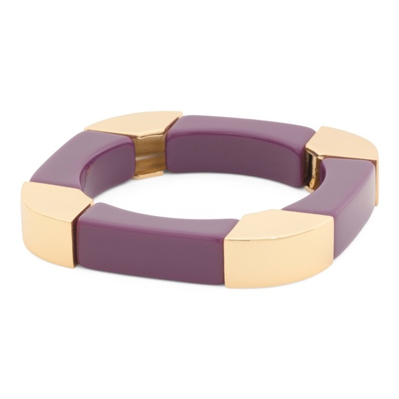 NWT Lele Sadoughi Geo Stretch Bangle Bracelet Eggplant - Picture 5 of 6